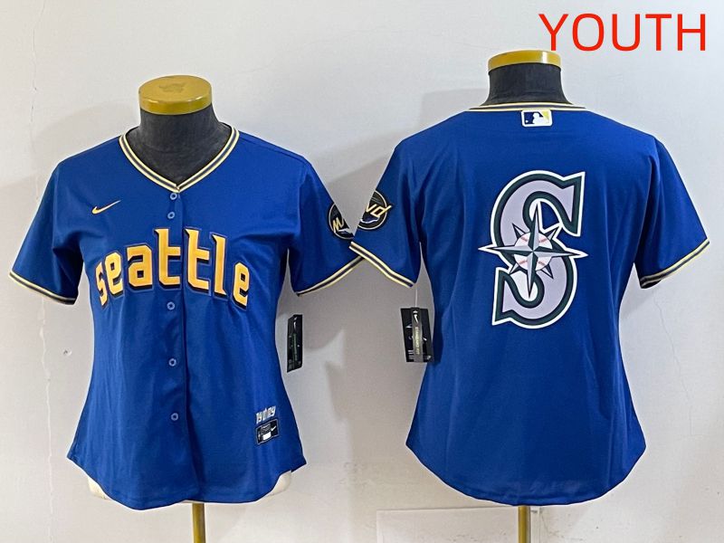 Youth 2025 Seattle Mariners Blank Blue City Edition Nike MLB Jersey style 6->youth mlb jersey->Youth Jersey